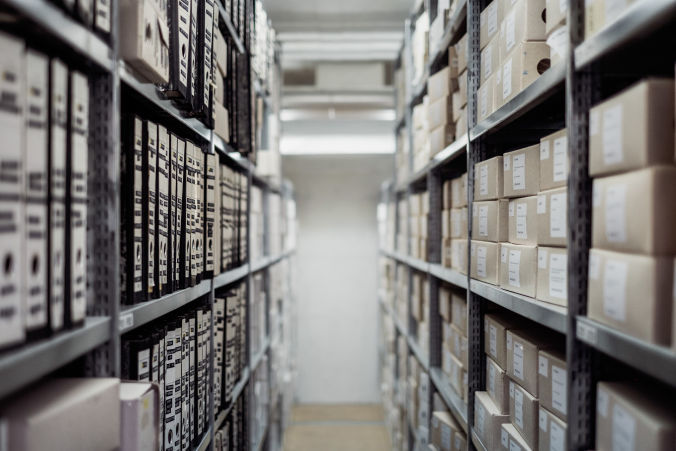 image of shelves with boxes on them